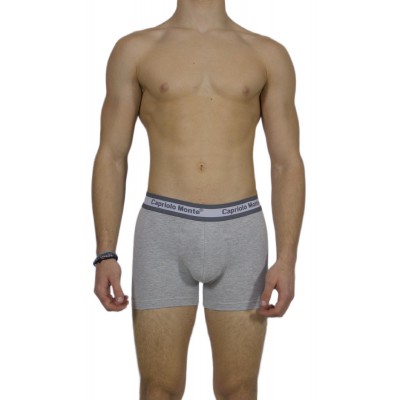 Men's Grey Melange Cotton Boxer Briefs with External Elastic | Tzitzi Underwear