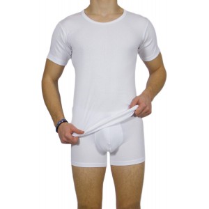 Men's Short Sleeve T-Shirt White Open Neck -Craftsmanship-Wholesale