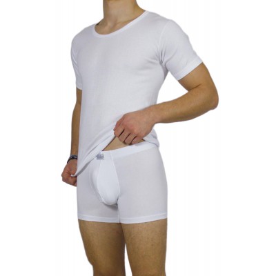 Men's Short Sleeve T-Shirt White Open Neck 100% Cotton |Tzitzi Underwear