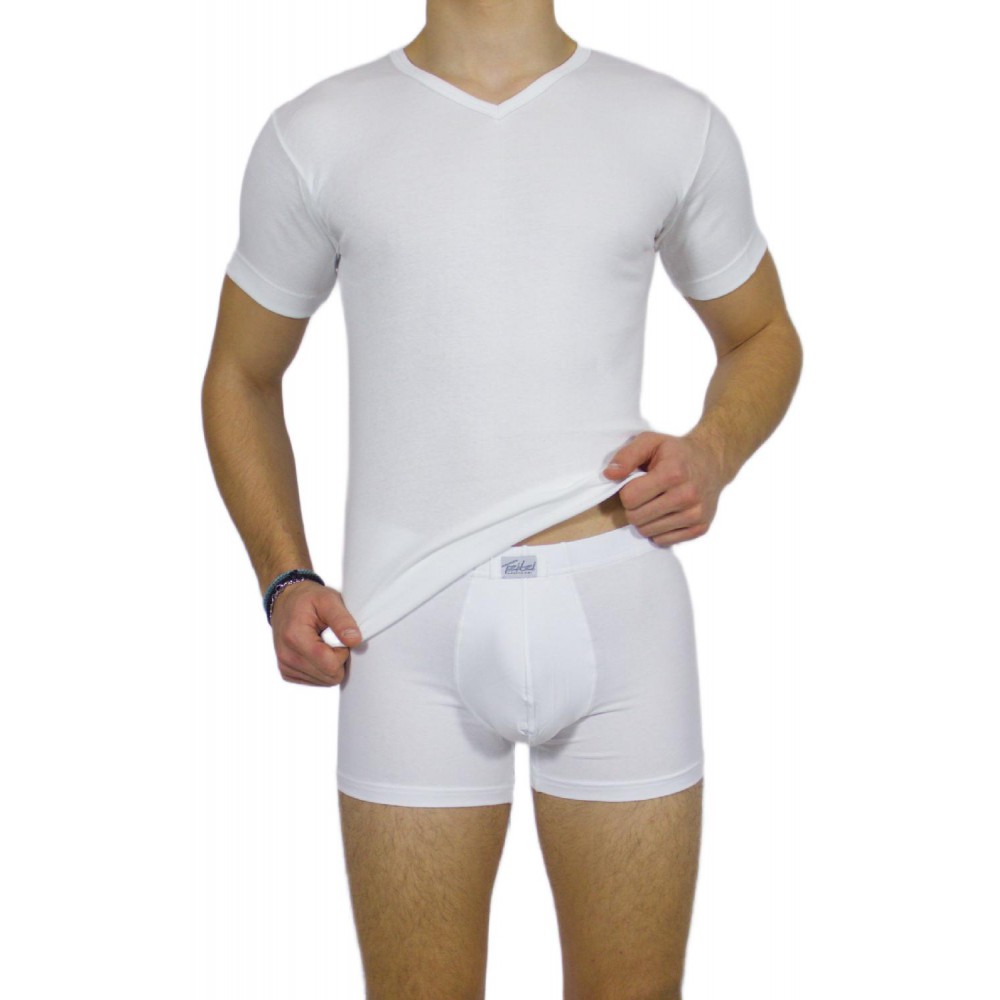Men's Short Sleeve T-Shirt White V Neck -Craftsmanship-Wholesale