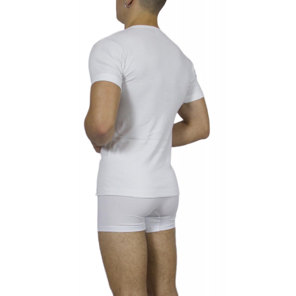 Men's Short Sleeve T-Shirt White V Neck -Craftsmanship-Wholesale