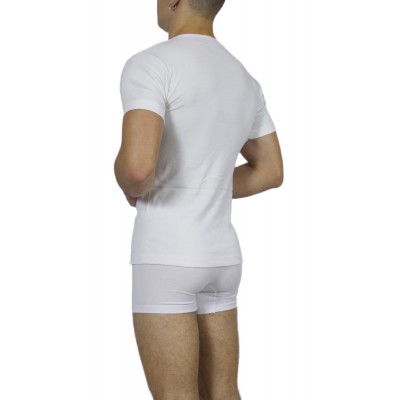 Men's Short Sleeve T-Shirt White V Neck 100% Cotton |Tzitzi Underwear