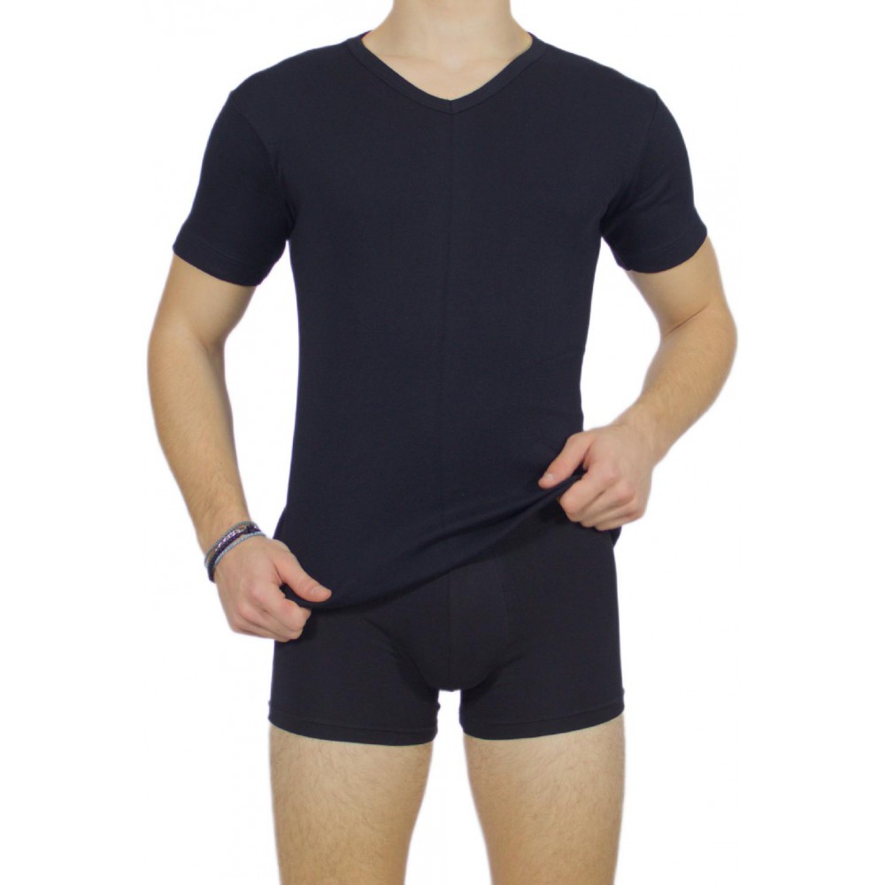 Men's Short Sleeve T-Shirt Black V Neck -Craftsmanship-Wholesale