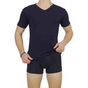 Men's Short Sleeve T-Shirt Black V Neck -Craftsmanship-Wholesale