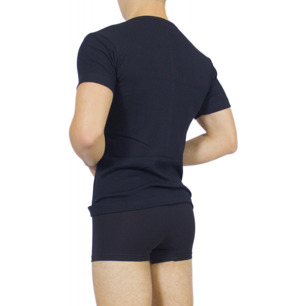 Men's Short Sleeve T-Shirt Black V Neck -Craftsmanship-Wholesale
