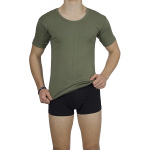 Men's Short Sleeve T-Shirt Khaki Open Neck -Craftsmanship-Wholesale