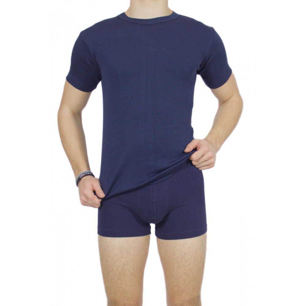 Men's Short Sleeve T-Shirt Navy Blue -Craftsmanship-Wholesale