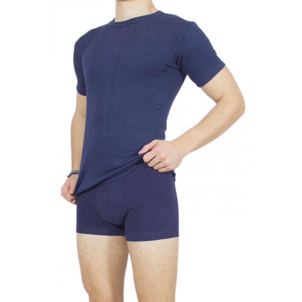 Men's Short Sleeve T-Shirt Navy Blue -Craftsmanship-Wholesale