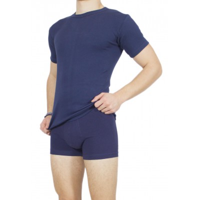 Men's Short Sleeve T-Shirt Navy Blue  100% Cotton |Tzitzi Underwear