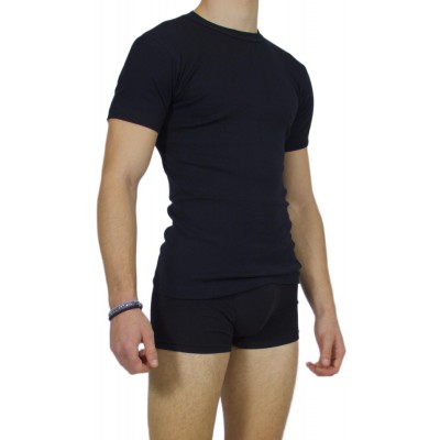 Men's Short Sleeve T-Shirt Black  100% Cotton |Tzitzi Underwear