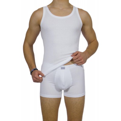 Men's tank top White 100% Cotton|Tzitzi Underwear