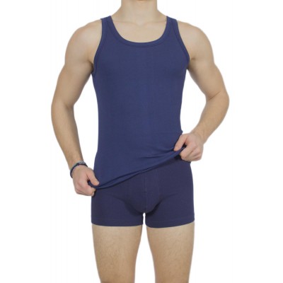 Men's tank top Navy Blue 100% Cotton|Tzitzi Underwear