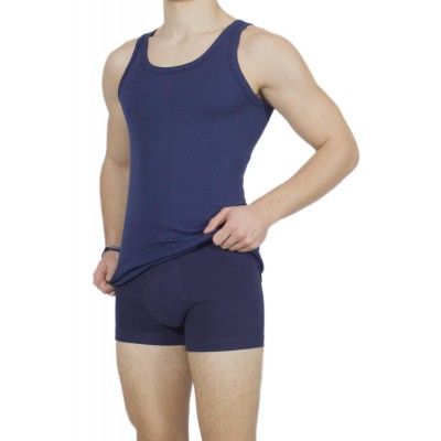 Men's tank top Navy Blue 100% Cotton|Tzitzi Underwear