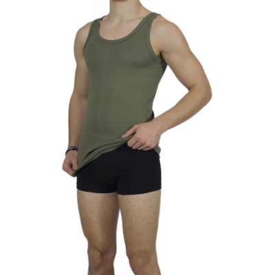 Men's tank top Khaki 100% Cotton|Tzitzi Underwear