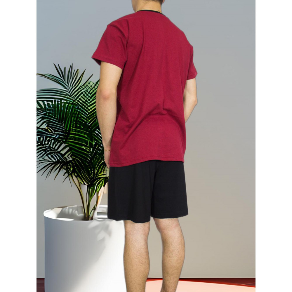 mens-Summer-pajamas-cotton-burgundy-print-New-York-greek-underwear-factory-wholesale-tzitzi-underwear