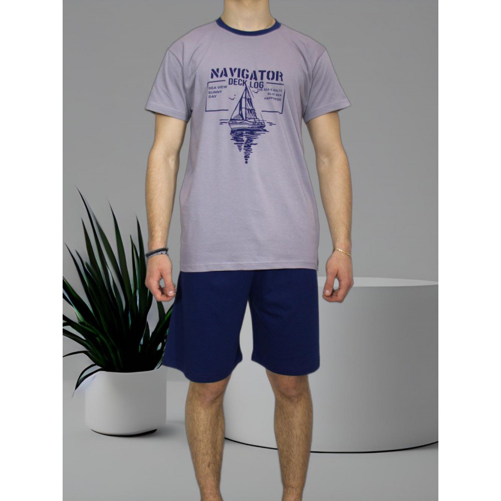 mens-summer-cotton-pajamas-gray-Navigator-print-greek-manufacturer-tzitzi-underwear