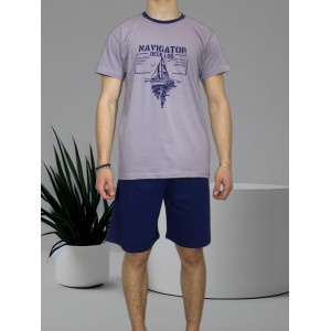 mens-summer-cotton-pajamas-gray-Navigator-print-greek-manufacturer-tzitzi-underwear