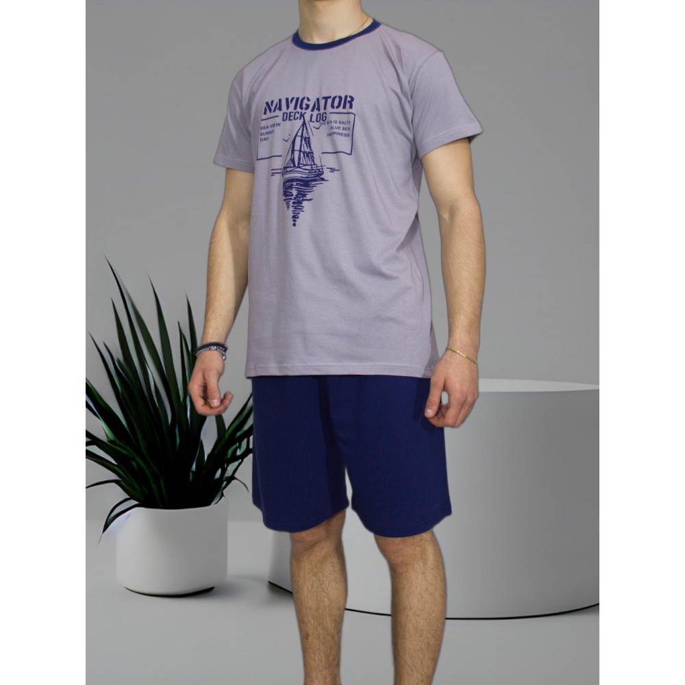 mens-summer-cotton-pajamas-gray-Navigator-print-greek-manufacturer-tzitzi-underwear
