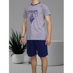 mens-summer-cotton-pajamas-gray-Navigator-print-greek-manufacturer-tzitzi-underwear