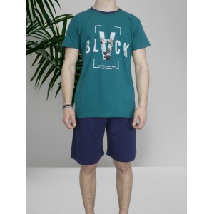 mens-summer-cotton-pajamas-Petrol-black-print-greek-manufacturer-tzitzi-underwear