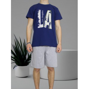 mens-summer-cotton-pajamas-Blue-L.A-print-greek-manufacturer-tzitzi-underwear