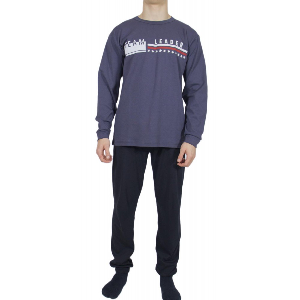 mens-winter-pajamas-cotton-charcoal-grey-print-Leader-greek-underwear-factory-wholesale-tzitzi-underwear