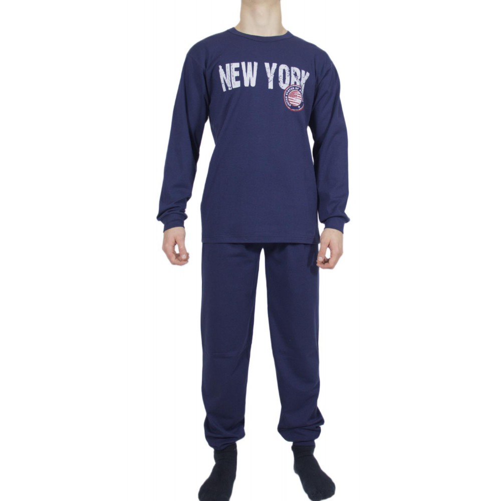 mens-winter-pajamas-cotton-Navy blue-print-New-York-greek-underwear-factory-wholesale-tzitzi-underwear