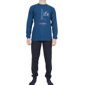 mens-winter-pajamas-cotton-Petrol-Blue-print-Life-greek-underwear-factory-wholesale-tzitzi-underwear
