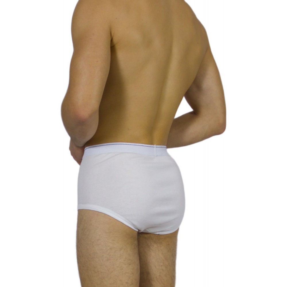 Men's Classic White Briefs with External Elastic - Tzitzi Underwear