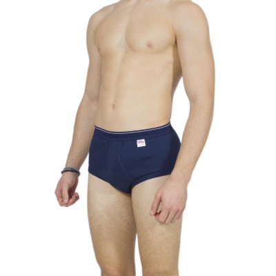 Men's Classic Briefs Navy Blue 100% Cotton with External Elastic | Tzitzi Underwear