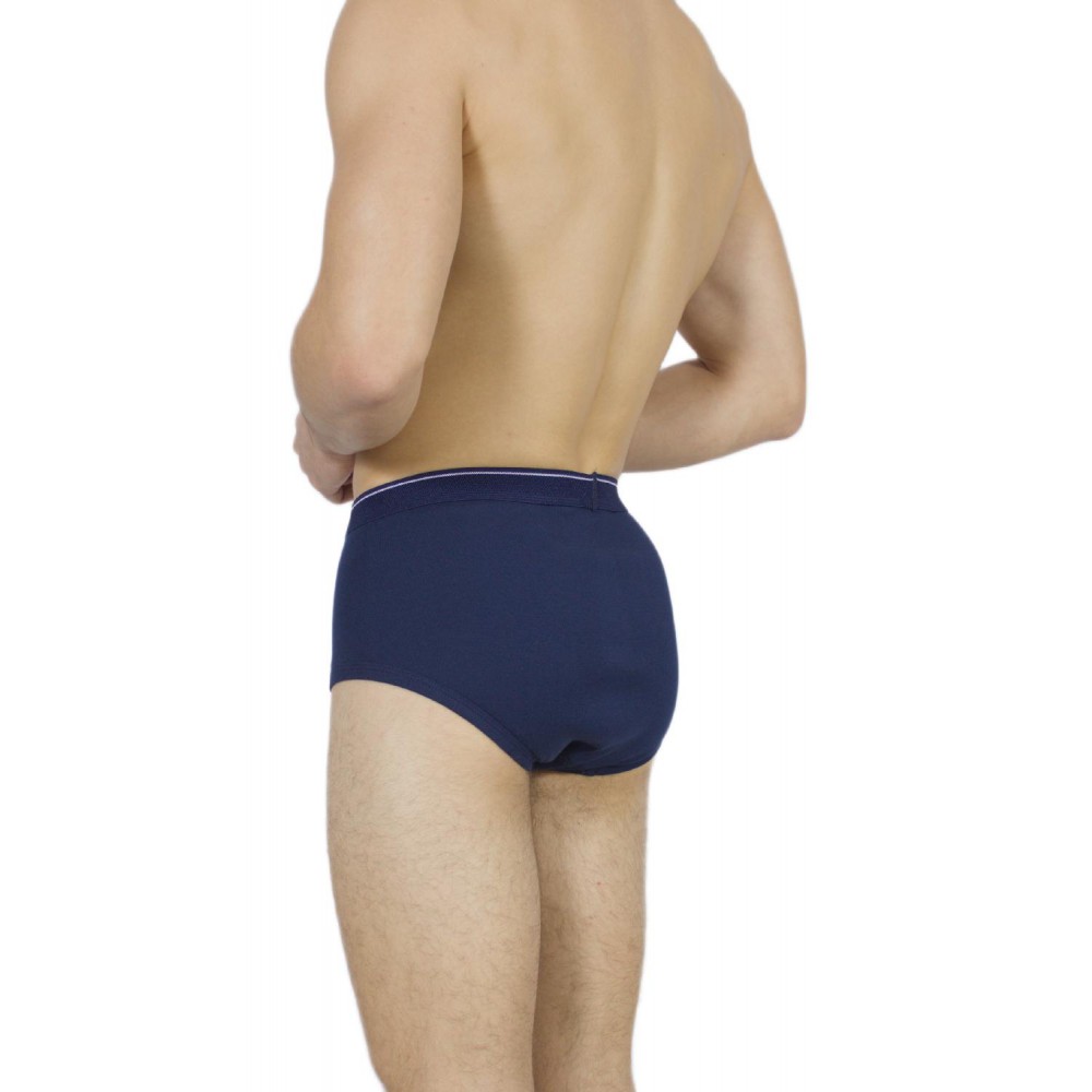 Men's Classic Navy Blue Briefs with External Elastic - Tzitzi Underwear