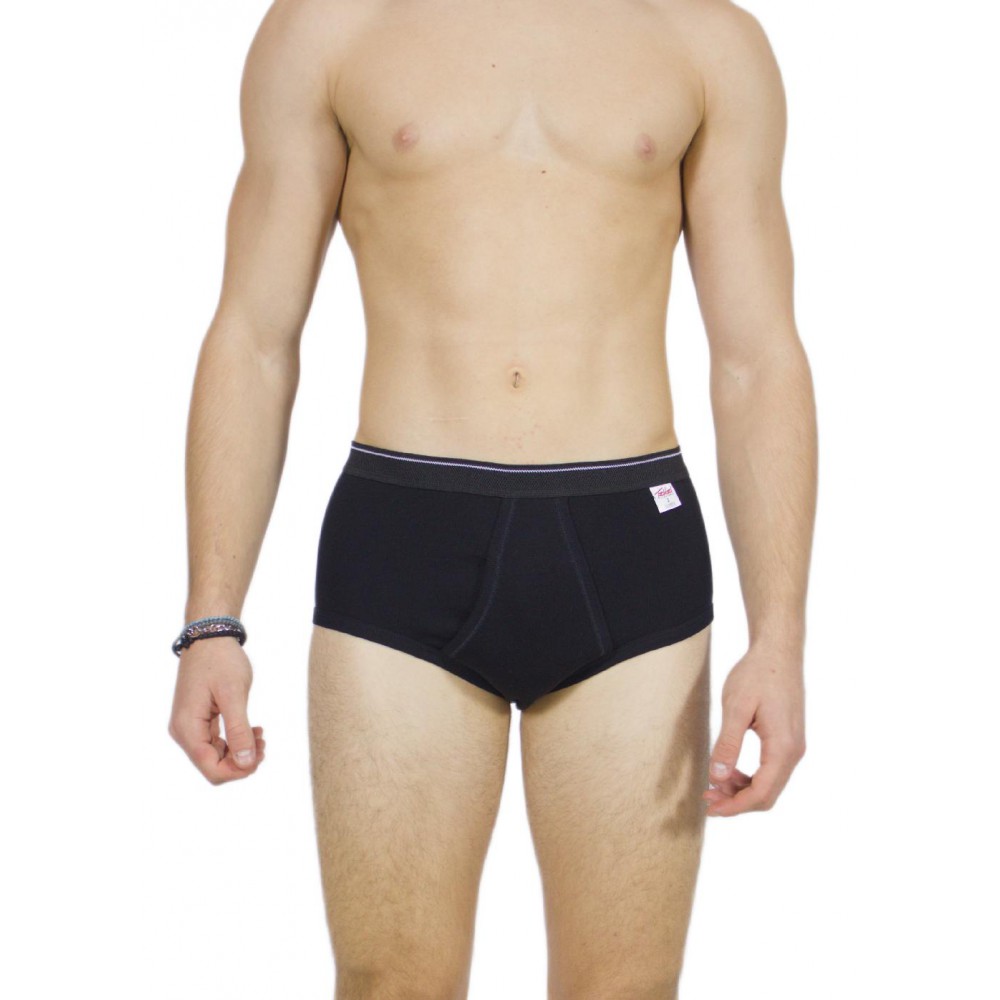 Men's Classic Black Briefs with External Elastic - Tzitzi Underwear