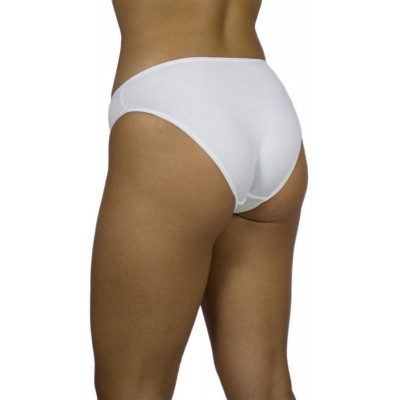 Women's Bikini Tai 2/4 White Cotton Briefs with Thin Elastic | Tzitzi Underwear