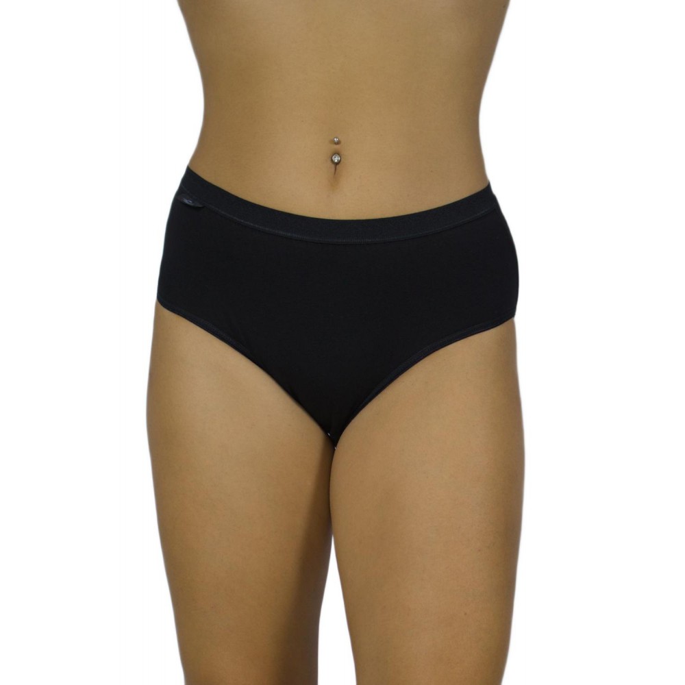 Women's Cotton Midi 3/4 Briefs Black Wide Elastic - Lingerie Manufacturer - Wholesale - Tzitzi Underwear