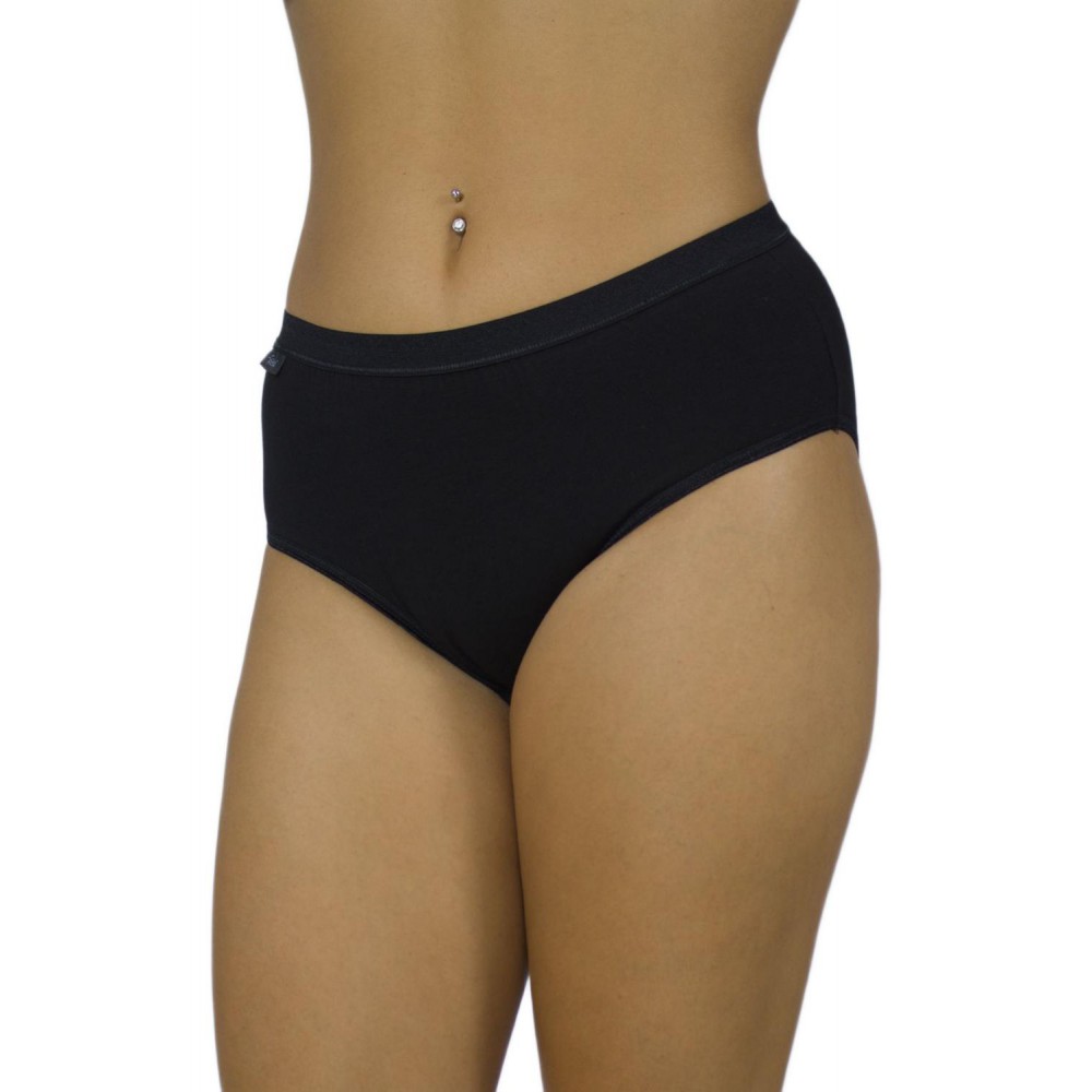Women's Cotton Midi 3/4 Briefs Black Wide Elastic - Lingerie Manufacturer - Wholesale - Tzitzi Underwear
