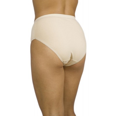 Women's High-Waisted Cotton Midi Briefs 3/4 Beige with Wide Elastic Band | Tzitzi Underwear