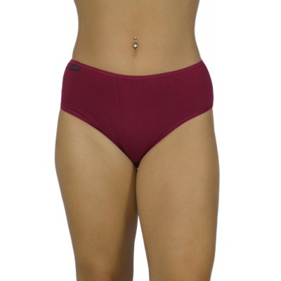 Women's High-Waisted Cotton Midi Briefs 3/4 Bordeaux with thin Elastic Band | Tzitzi Underwear