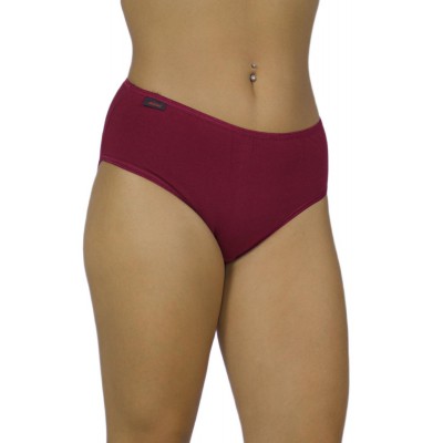 Women's High-Waisted Cotton Midi Briefs 3/4 Bordeaux with thin Elastic Band | Tzitzi Underwear