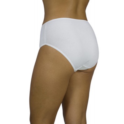 Women's High-Waisted Cotton Midi Briefs 3/4 White with thin Elastic Band | Tzitzi Underwear