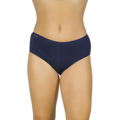 Women's High-Waisted Cotton Midi Briefs 3/4 Navy Blue with thin Elastic Band | Tzitzi Underwear