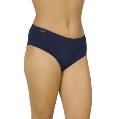 Women's High-Waisted Cotton Midi Briefs 3/4 Navy Blue with thin Elastic Band | Tzitzi Underwear