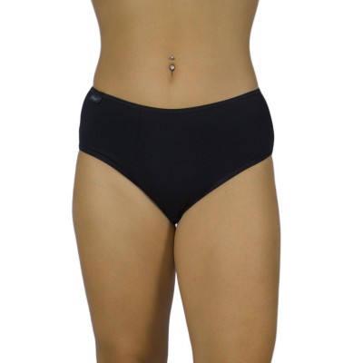 Women's High-Waisted Cotton Midi Briefs 3/4 Black with thin Elastic Band | Tzitzi Underwear