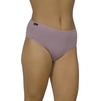 Women's High-Waisted Cotton Midi Briefs 3/4 Mocha with thin Elastic Band | Tzitzi Underwear (Mocha)