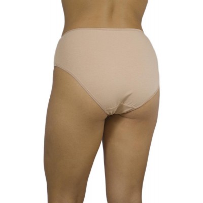 Women's High-Waisted Cotton Midi Briefs 3/4 Beige with thin Elastic Band | Tzitzi Underwear