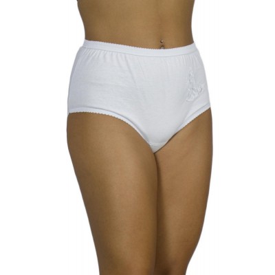 Women's High-Waisted 3/4 Cotton Briefs with Motif - White | Tzitzi Underwear