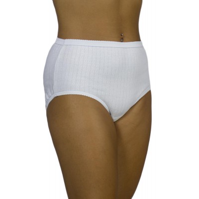 Women's High-Waisted 3/4 Cotton Briefs with Jacquard Fabric - White | Tzitzi Underwear