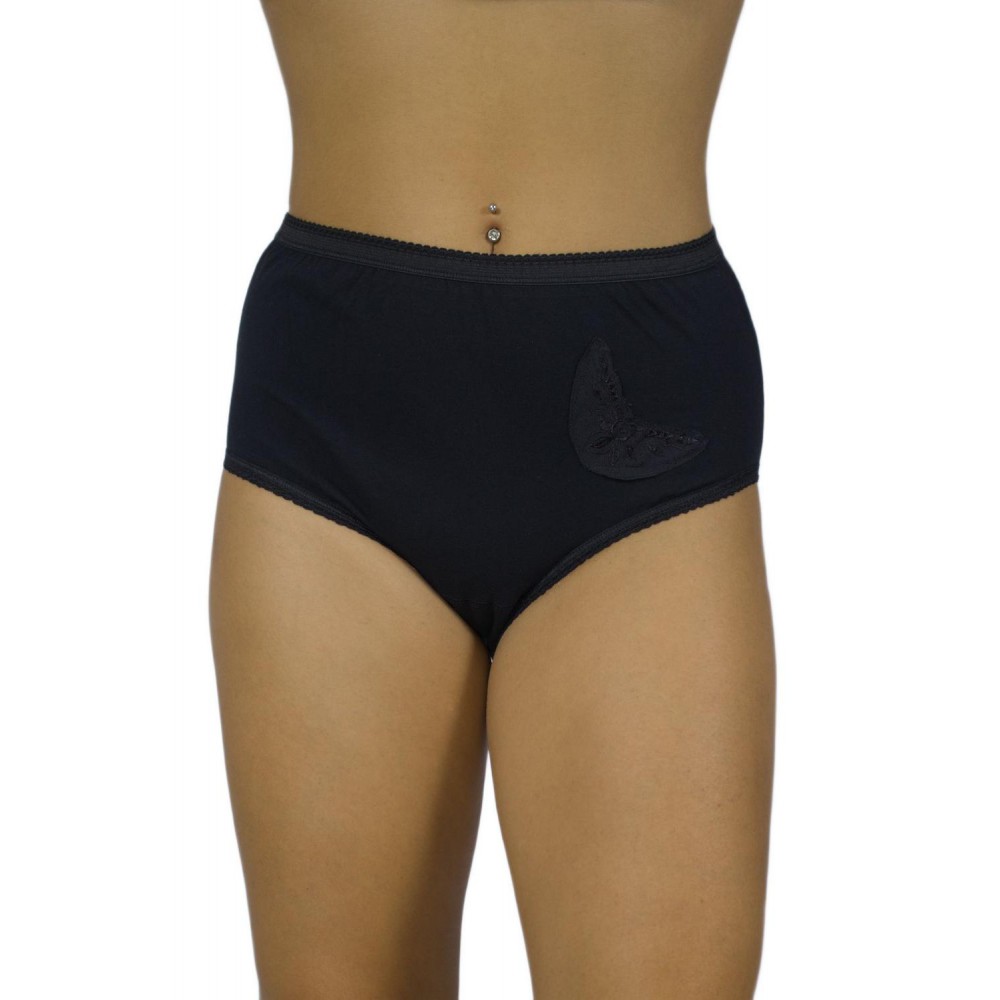 womens-high-waisted-midi-3/4-cotton- Motif -Black-lingerie-factory-wholesale-Tzitzi Underwear