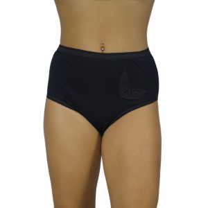 womens-high-waisted-midi-3/4-cotton- Motif -Black-lingerie-factory-wholesale-Tzitzi Underwear