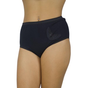 womens-high-waisted-midi-3/4-cotton- Motif -Black-lingerie-factory-wholesale-Tzitzi Underwear