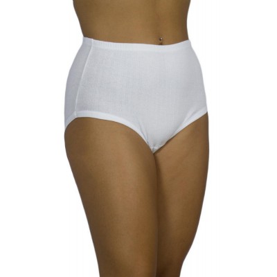 Women's High-Waisted 4/4 Maxi Cotton Briefs with Leg Band- White | Tzitzi Underwear